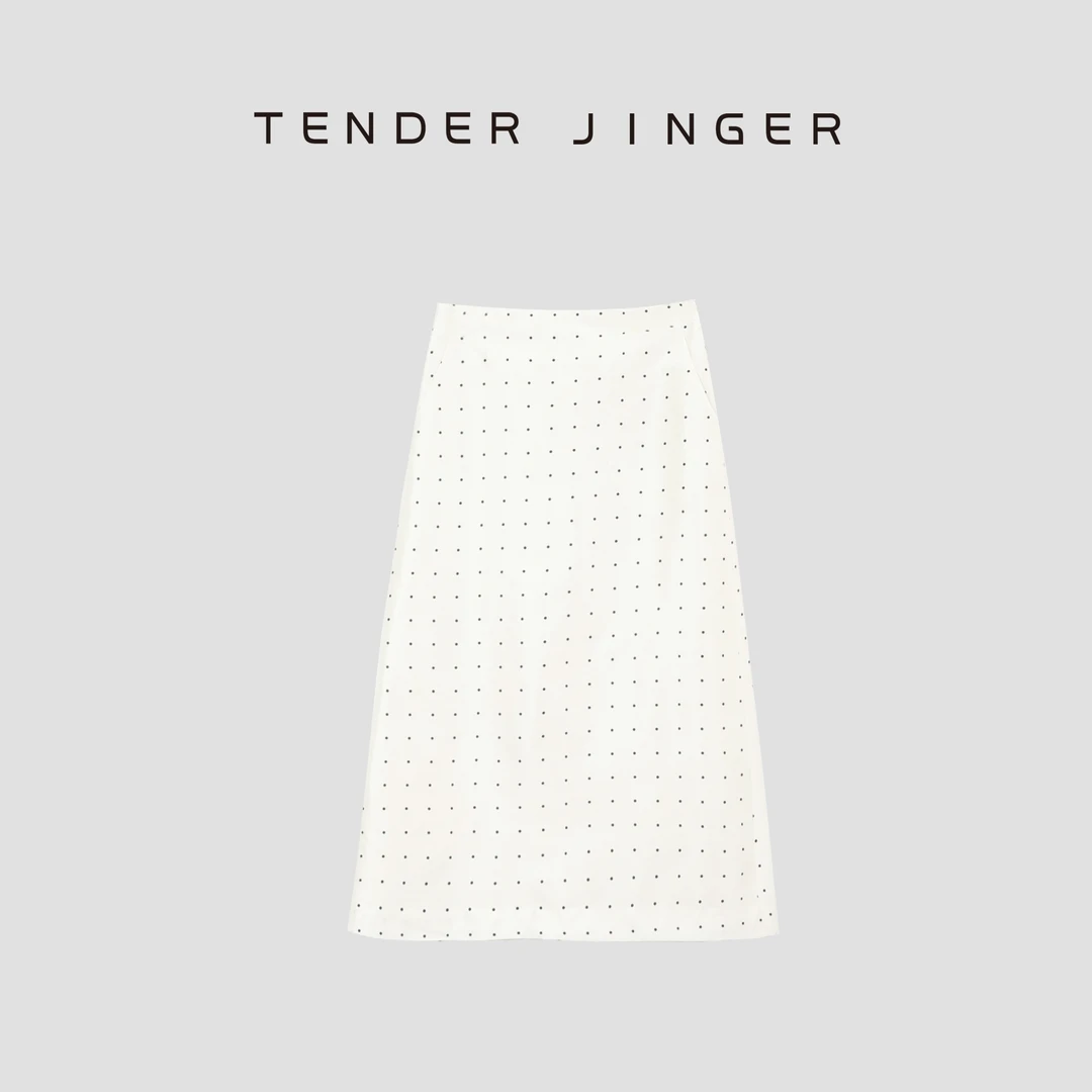Tender Jinger后中拉链真丝波点半身裙T51YMS80044