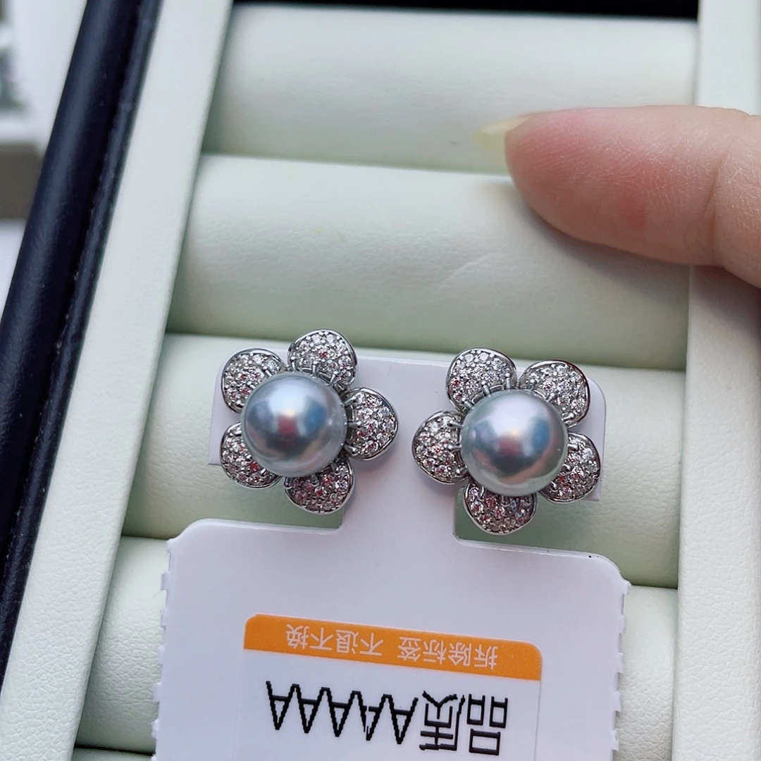 海水珍珠耳饰银S925镶嵌w28