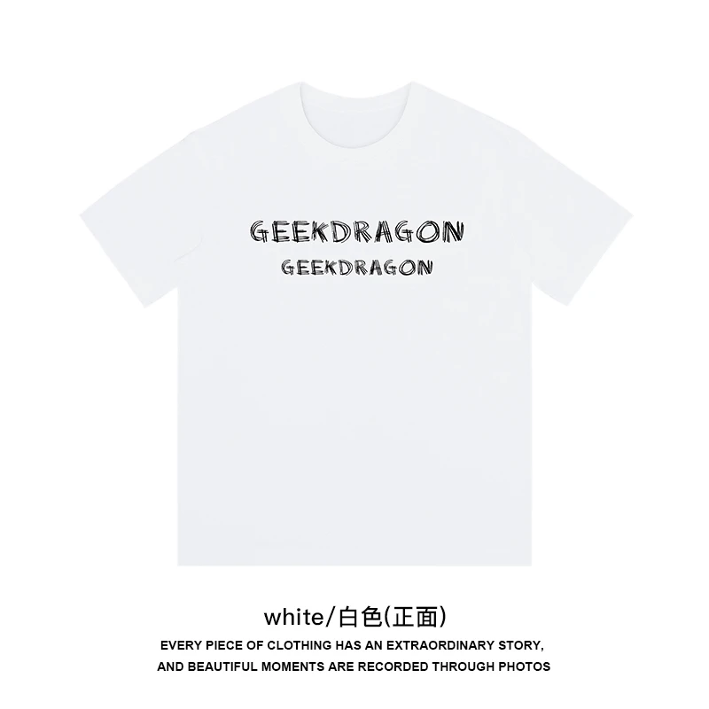 潮牌重磅纯棉短袖T恤男夏季半袖字母印花白色上衣服全棉圆领体恤