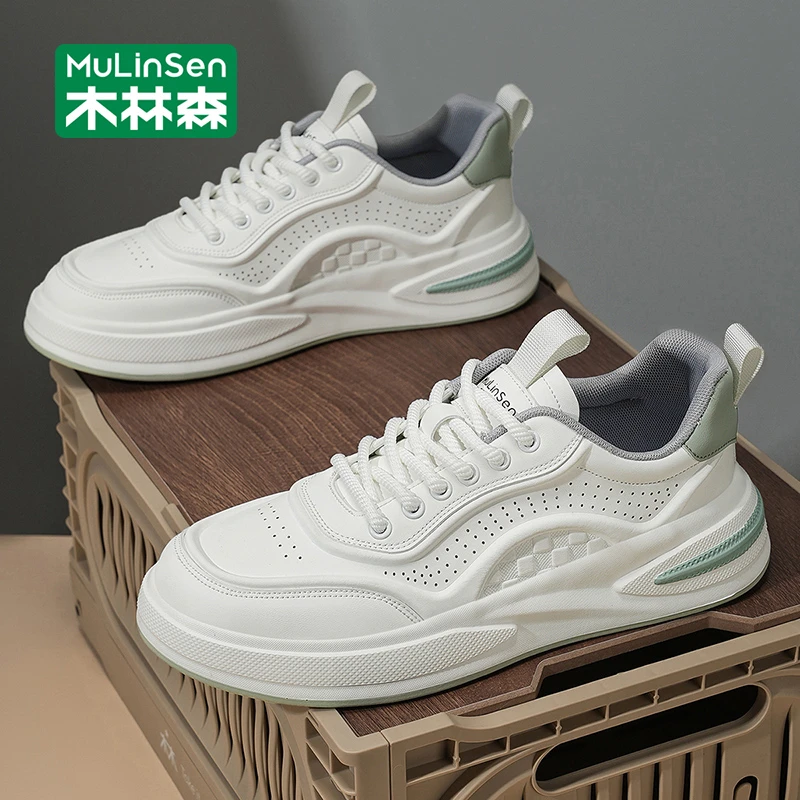 木林森板鞋男款2025年新款秋季透气软底休闲透气运动男士小白潮鞋