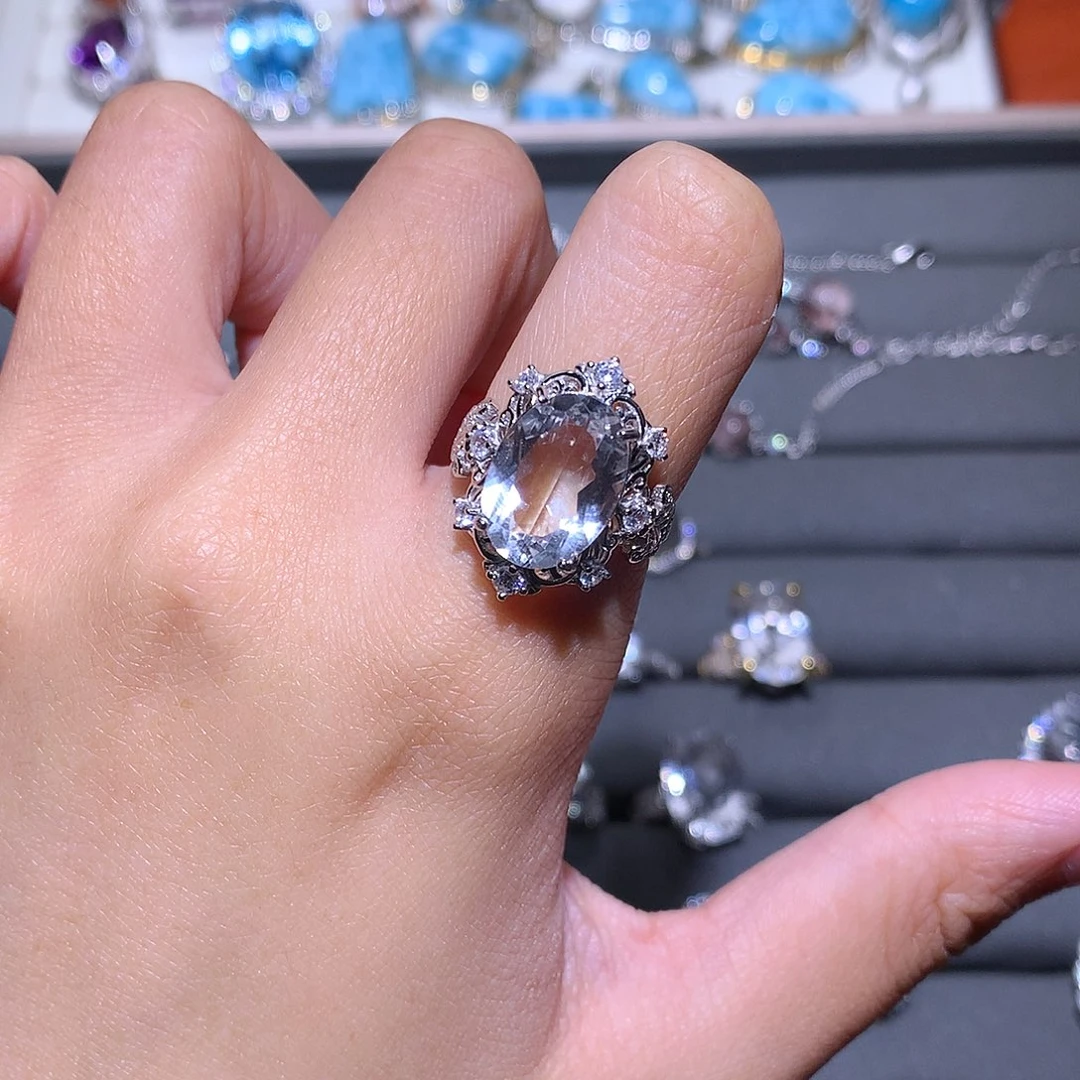 银S925镶嵌戒指水晶