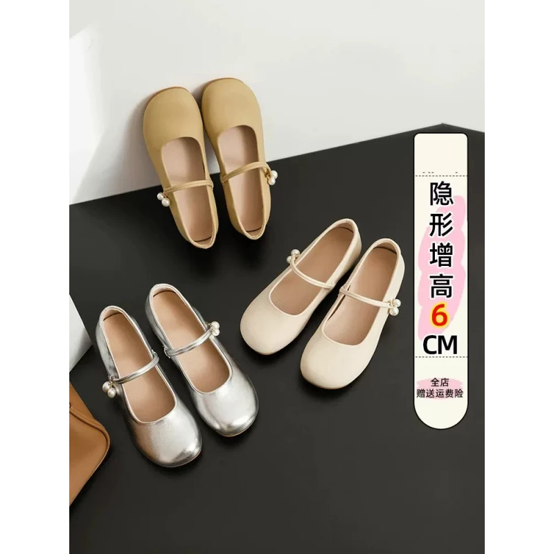 5cm内增高小个子玛丽珍鞋小码3233法式晚晚鞋软底圆头浅口单鞋女