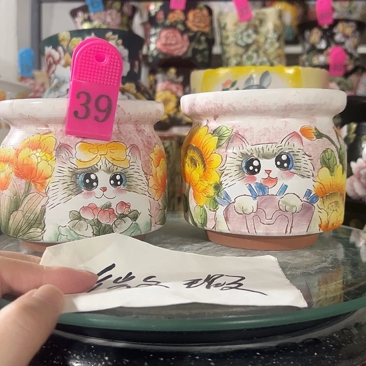 满38包邮 景德镇手绘花盆