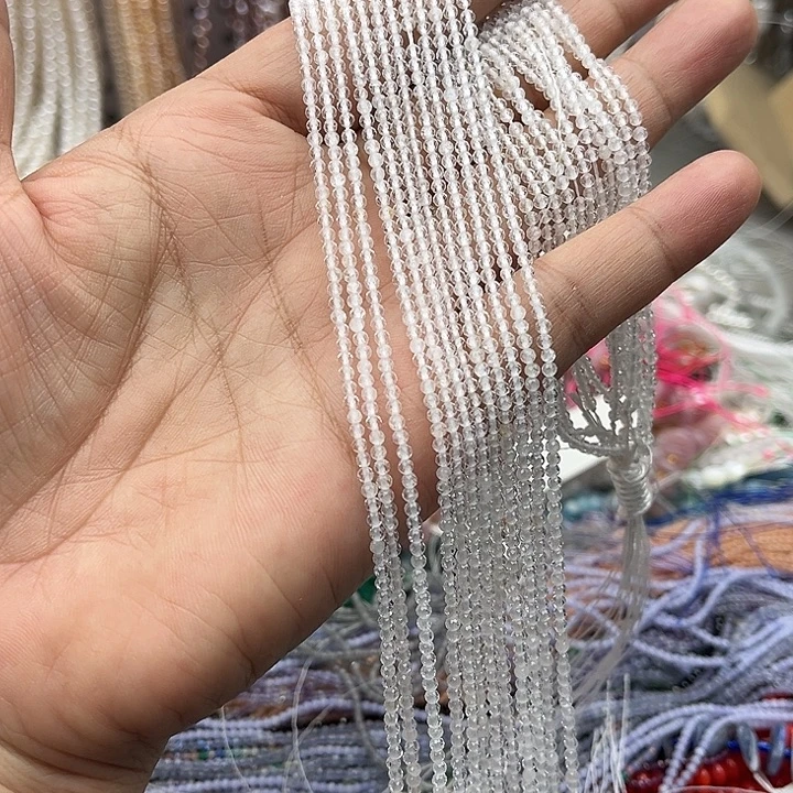 玛瑙/玉髓未镶嵌珠宝半成品一条2.5mm左右白水晶刻面