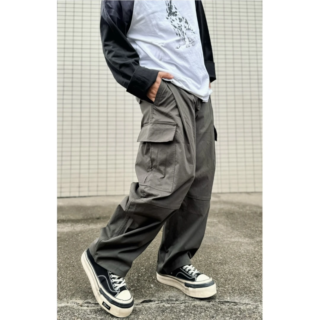K82高街潮牌早秋宽松版型工装裤秋季阔腿重工大口袋休闲长裤