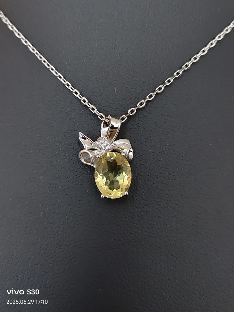 s925镶黄水晶蝴蝶结吊坠气质轻奢时尚可爱百搭精致满钻水晶散珠