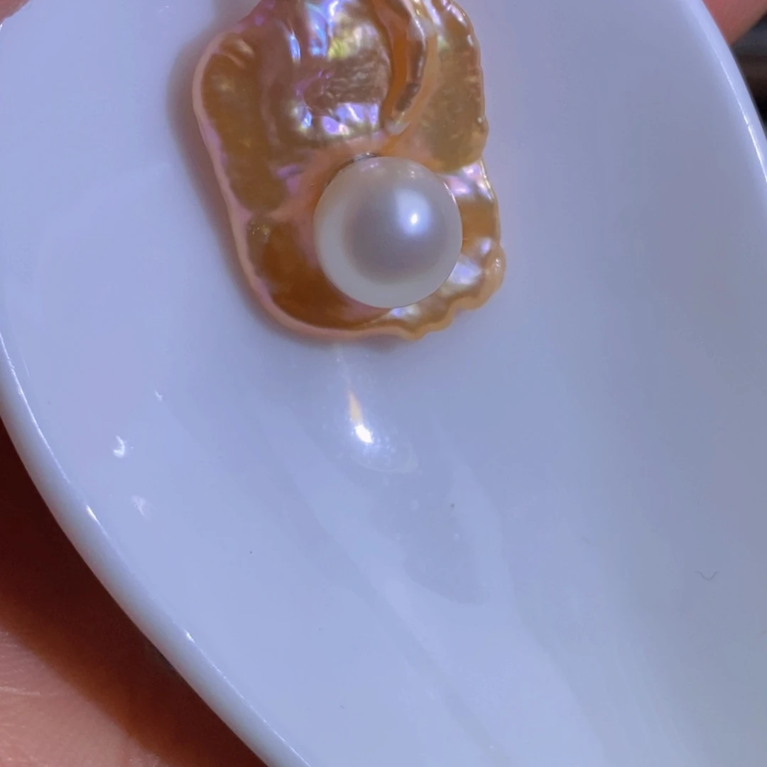 银S925镶嵌天然淡水珍珠淡水珍珠