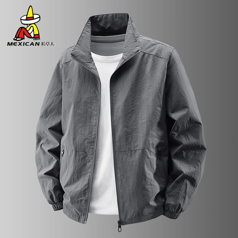 春秋男士美式夹克外套休闲薄款大码男士外套宽松透气