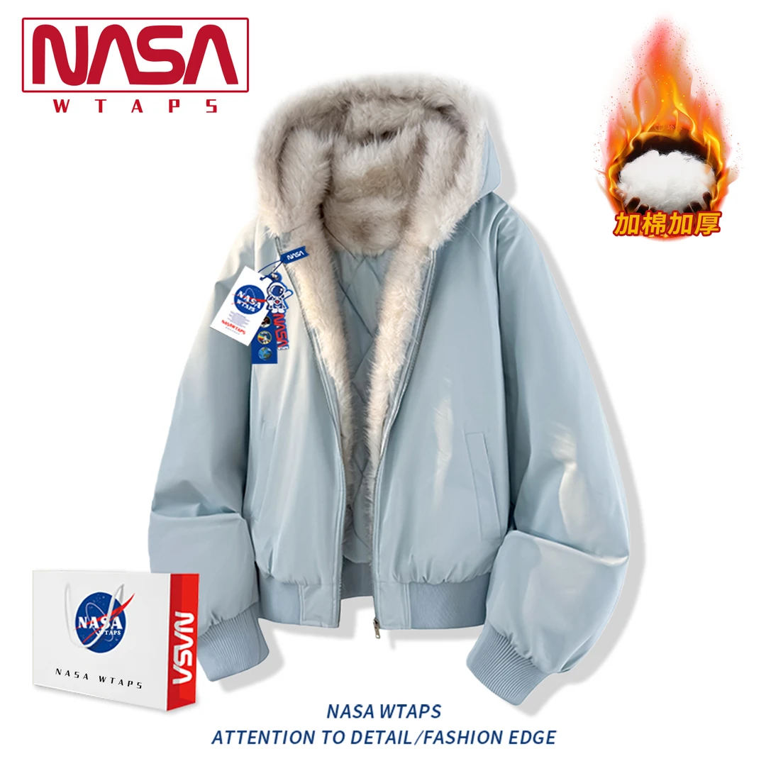 NASA WTAPS美式复古座山雕棉服男款冬季加绒加厚棉袄子外套男