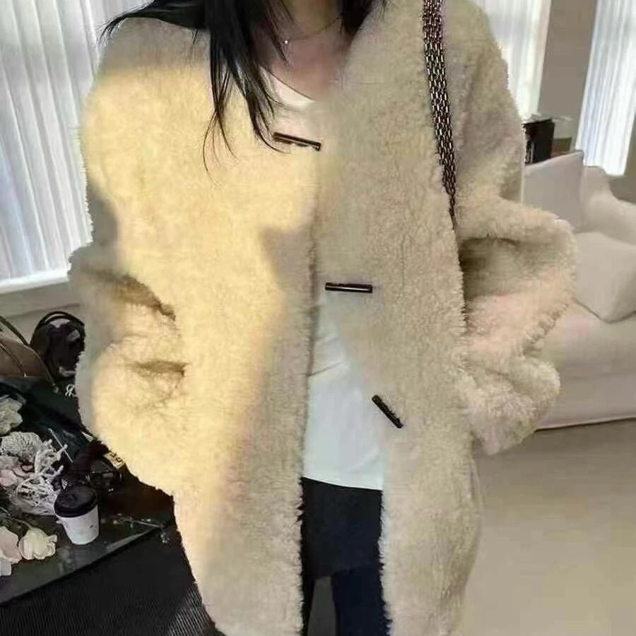 女款韩系仿羊羔毛外套