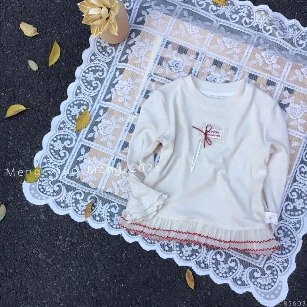 【BaoBao】秋款女童韩版花边长袖T恤打底衫85603