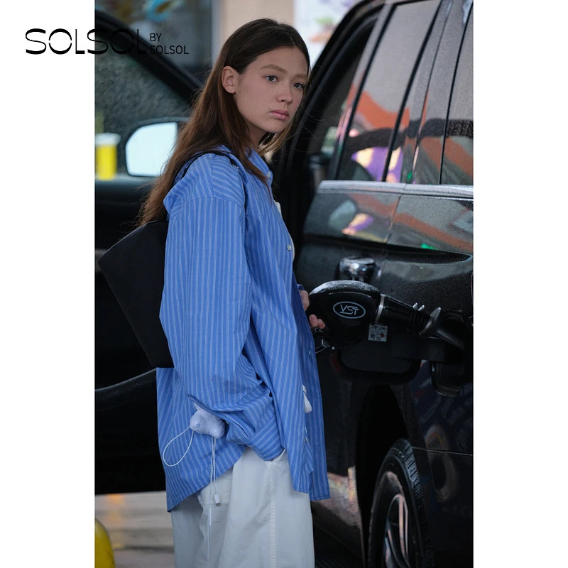 LOW CLASSIC Lc 设计师25早秋新品洋气休闲条纹长袖衬衫 SOLSOL