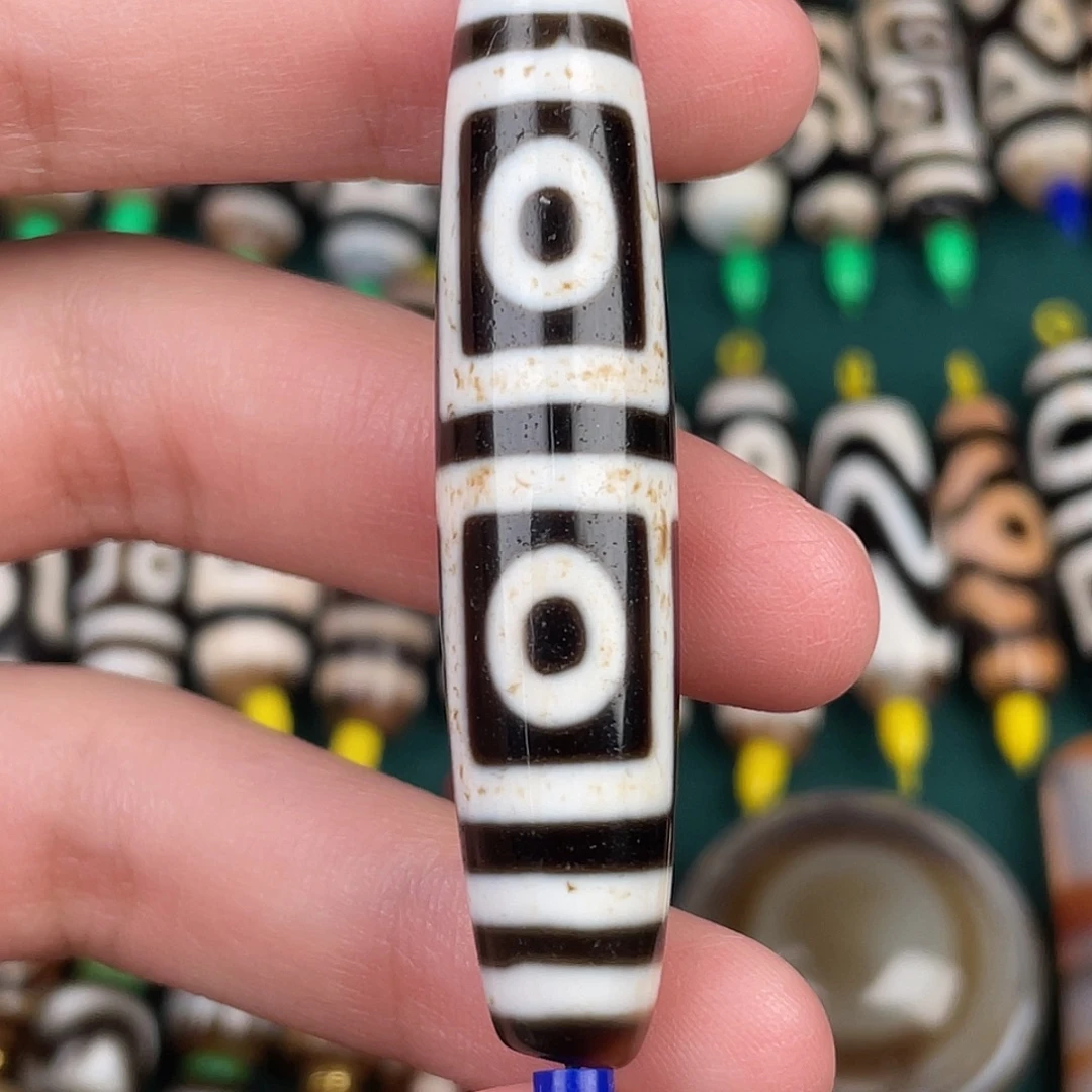 子***柔玛瑙/玉髓裸珠56.6 12.1 行运四眼图腾