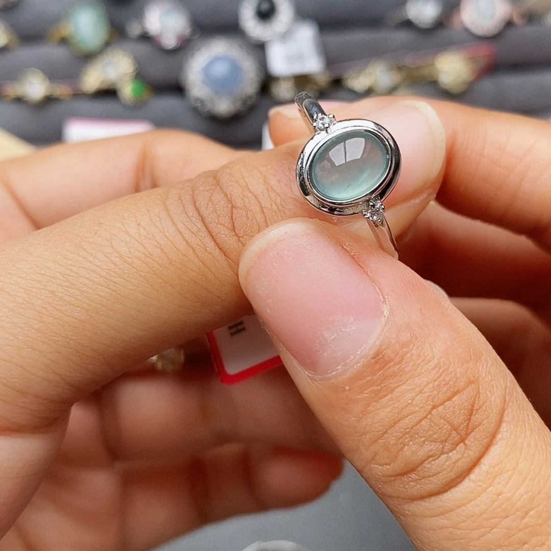 翡翠戒指银S925镶嵌J**e1111111