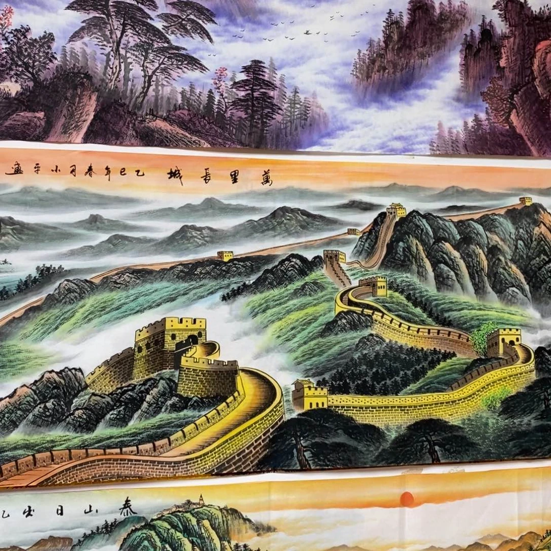 国画山**川1.8米长的万里长城