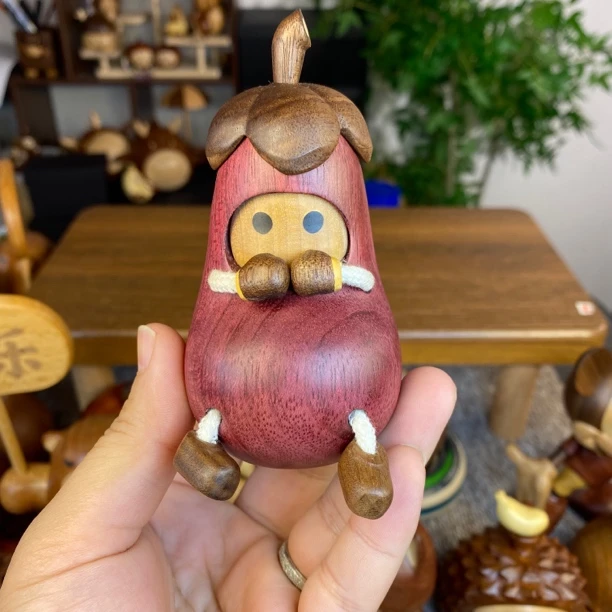正版精品紫芯木茄子人治愈摆件