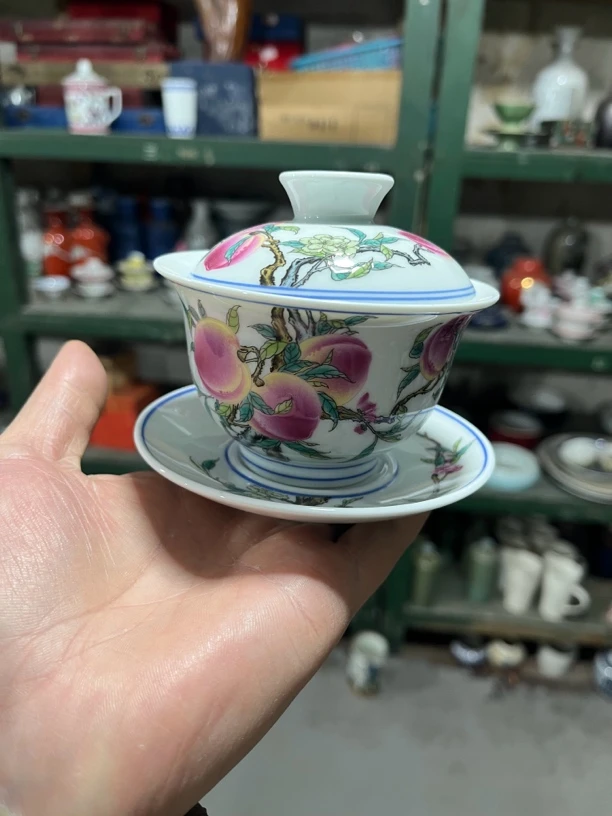 九桃五福三才盖碗容量150cc