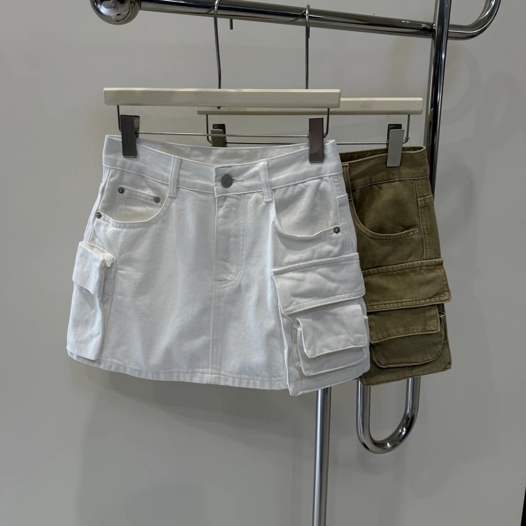 【塔鹿蕾】25年新款百搭休闲多口袋工装牛仔短裙5207