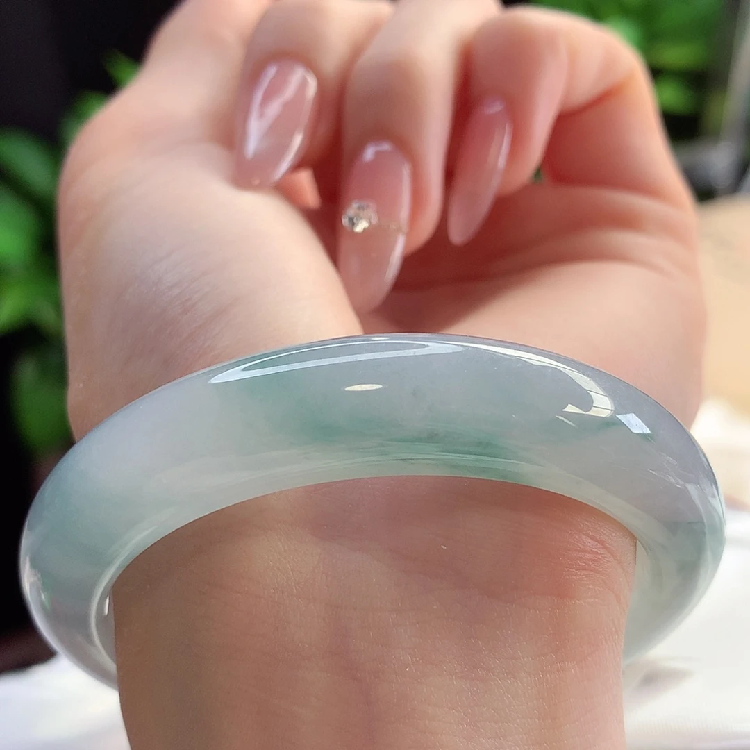 未镶嵌手镯翡翠天然A货翡翠54-55环山绕水冰飘蓝花14号