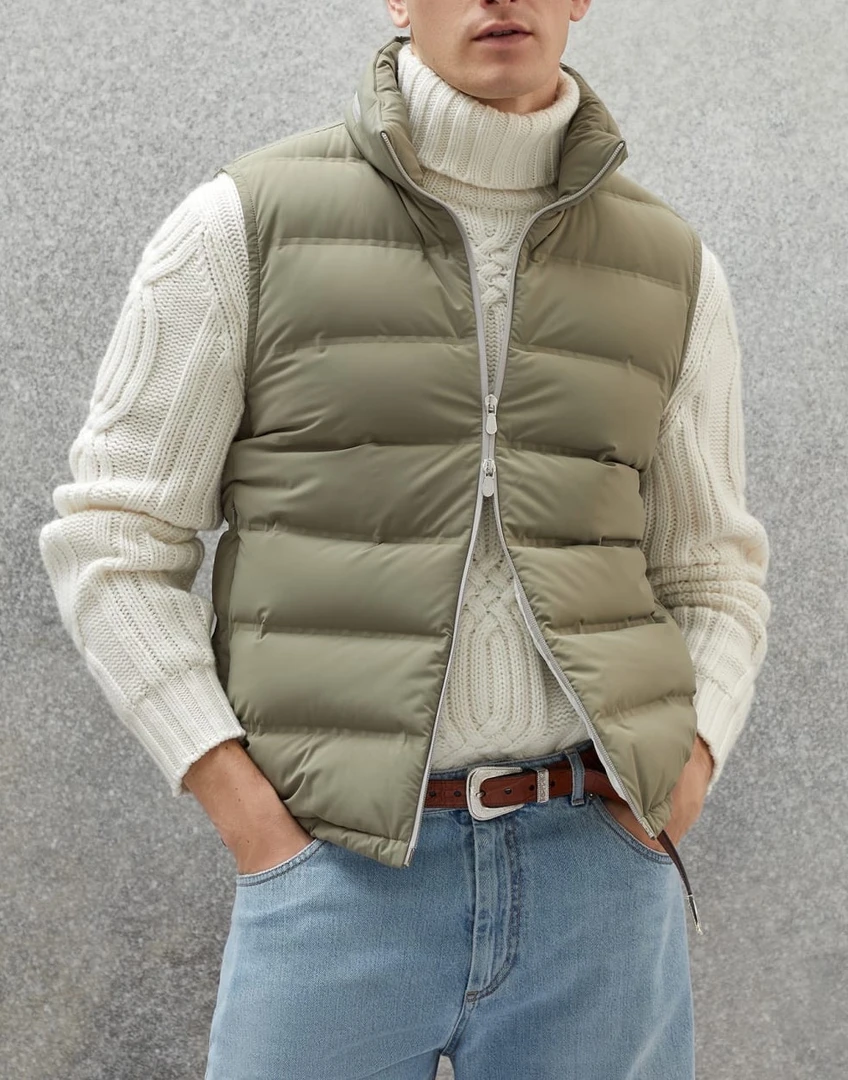 【老钱温控】冬季 B*C镀膜热封防水轻盈保暖鹅绒立领极简男士马甲