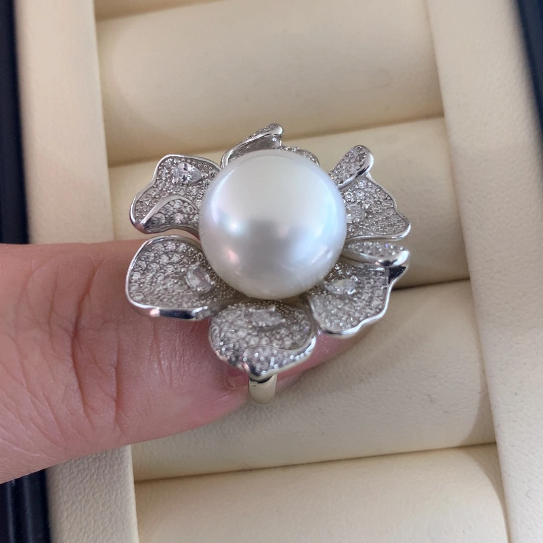 银S925镶嵌海水珍珠戒指