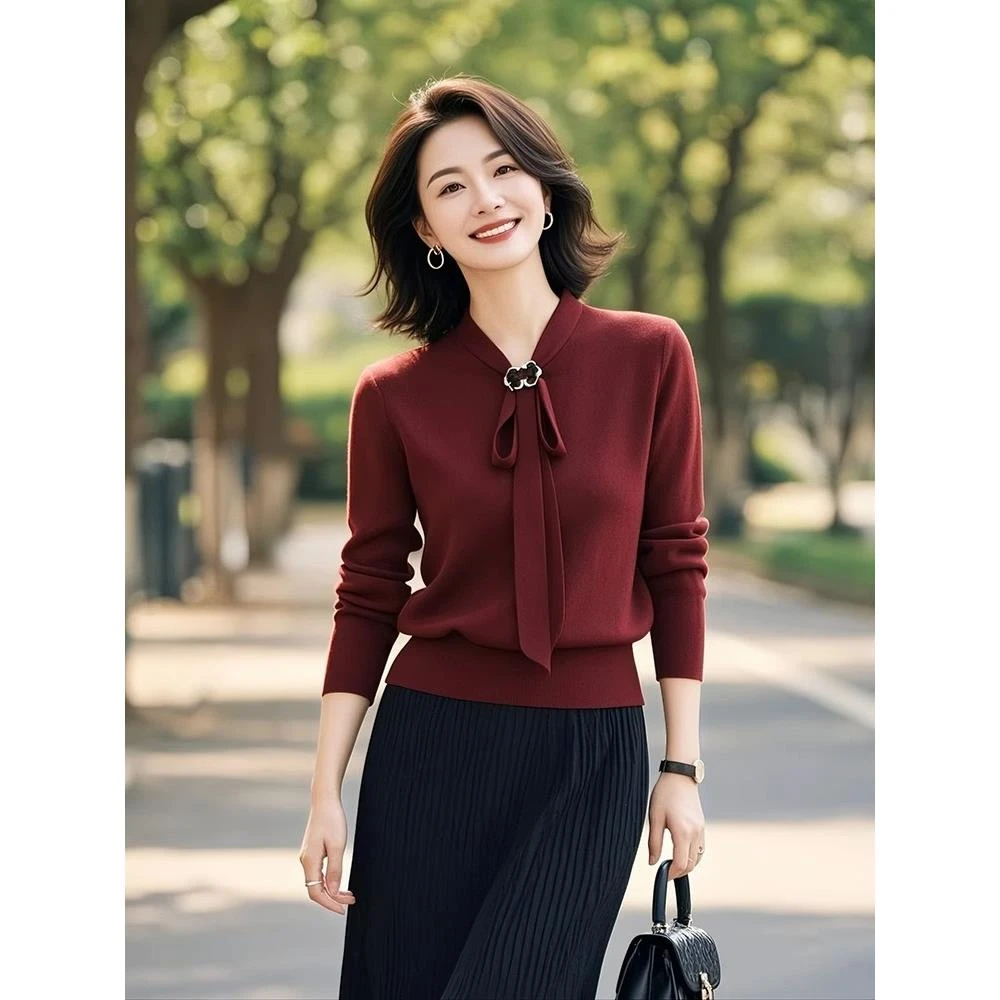 2025新款气质穿搭独特漂亮红色毛衣针织衫上衣设计感女小众