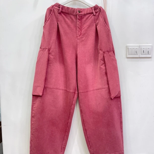 2110欧货爆款大版工装风格针织棉女裤