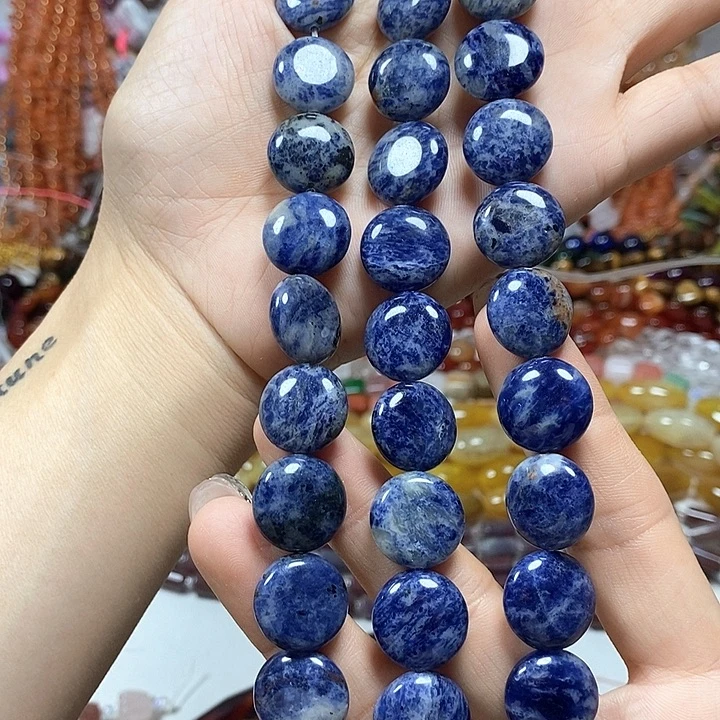 未镶嵌玛瑙/玉髓珠宝半成品天然蓝纹卡16mm