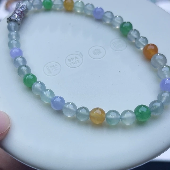 翡翠未镶嵌手串高冰卡5多宝手串