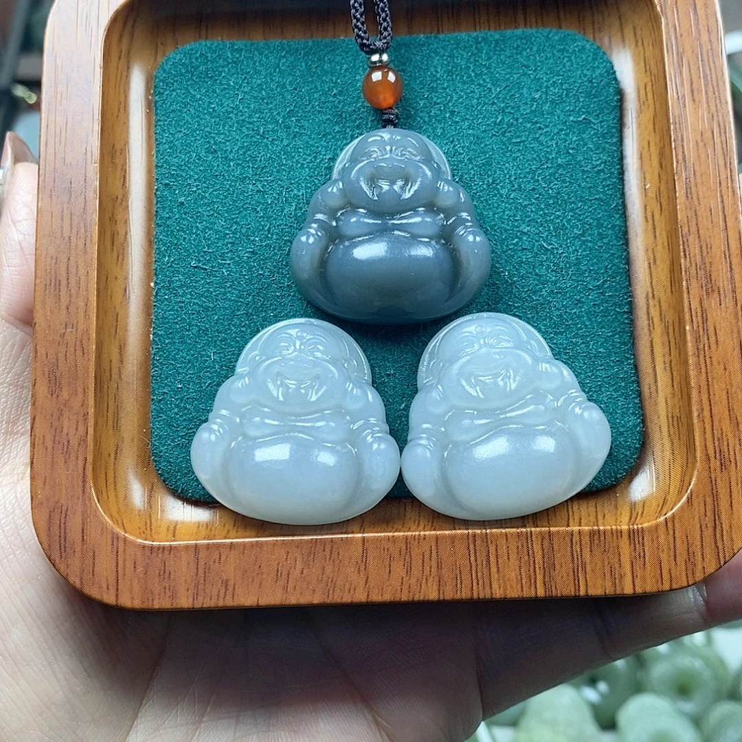 和田玉未镶嵌颈饰烟紫30mm佛公