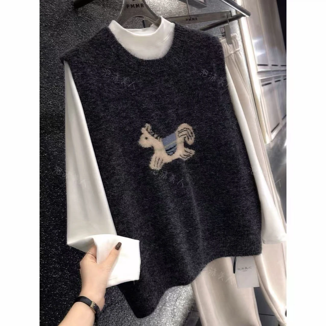 卡通马甲」羊驼长毛小个子加厚冬季韩版叠穿显瘦针织马甲