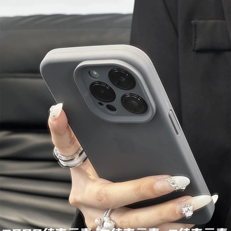 炭灰色适用苹果16promax手机壳iPhone14液态硅胶13/12/15全包镜头