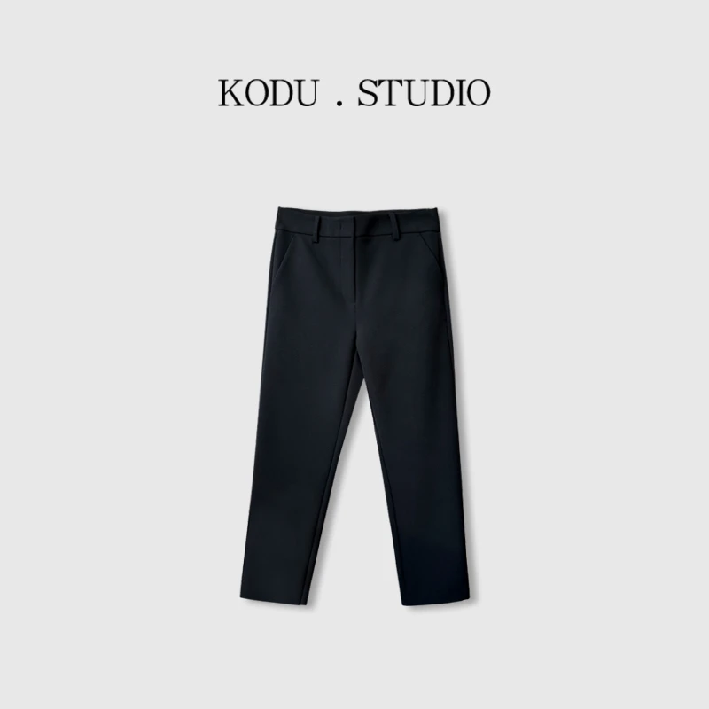 【刻度KODU】08-5034春季新版（单）高腰垂感时尚九分烟管裤小脚裤