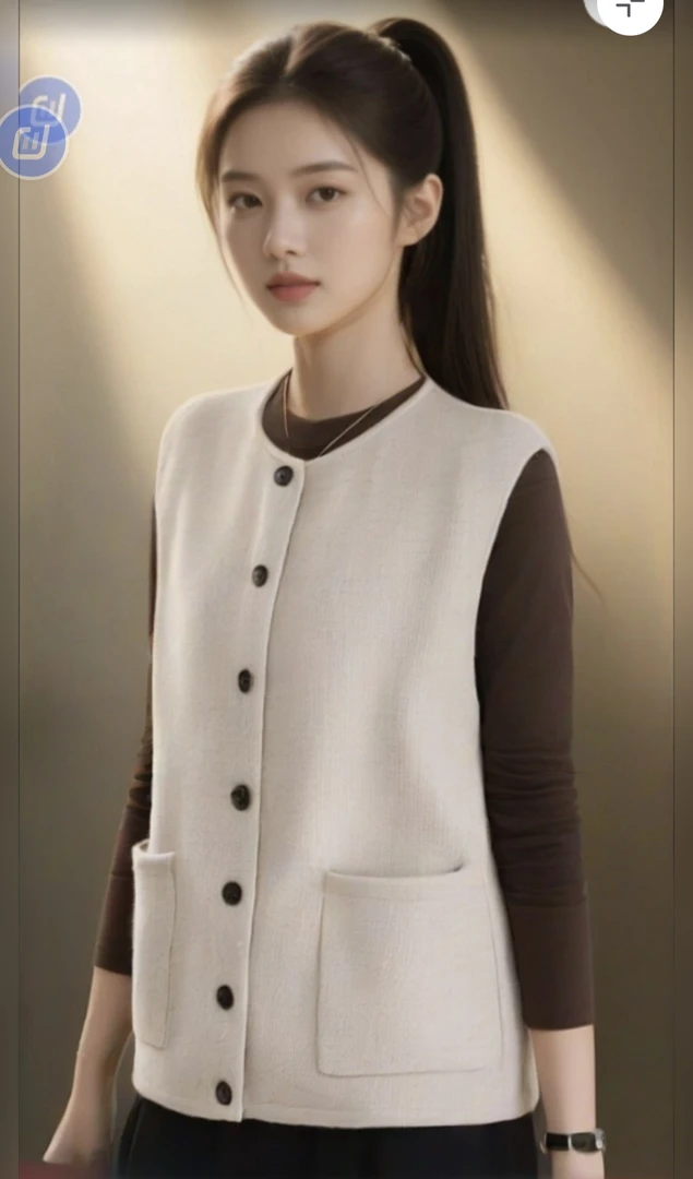 胖mm春秋装大码外搭针织开衫马甲背心女2025新款宽松圆领毛衣外套