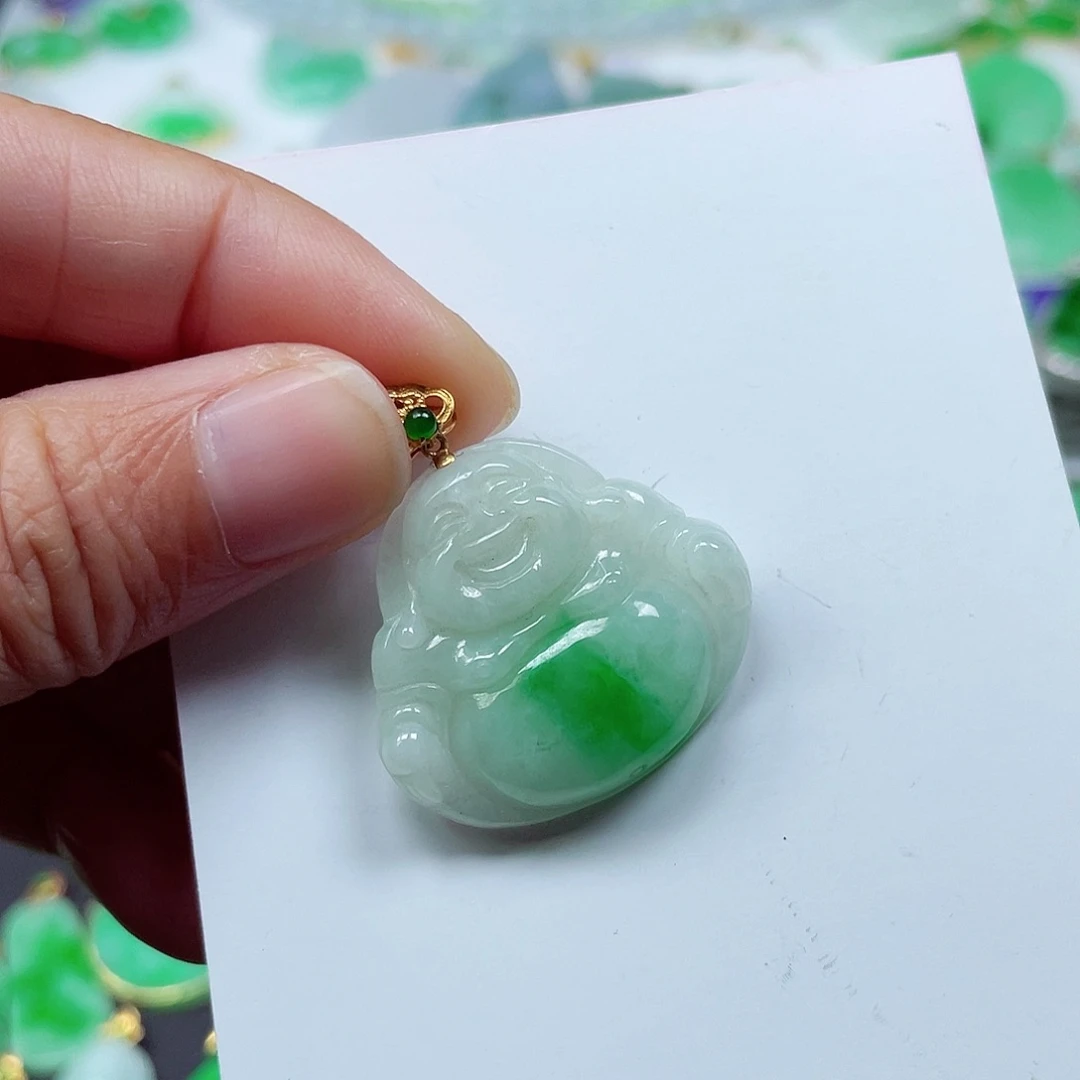 吊坠(不含链)18K金镶嵌翡翠