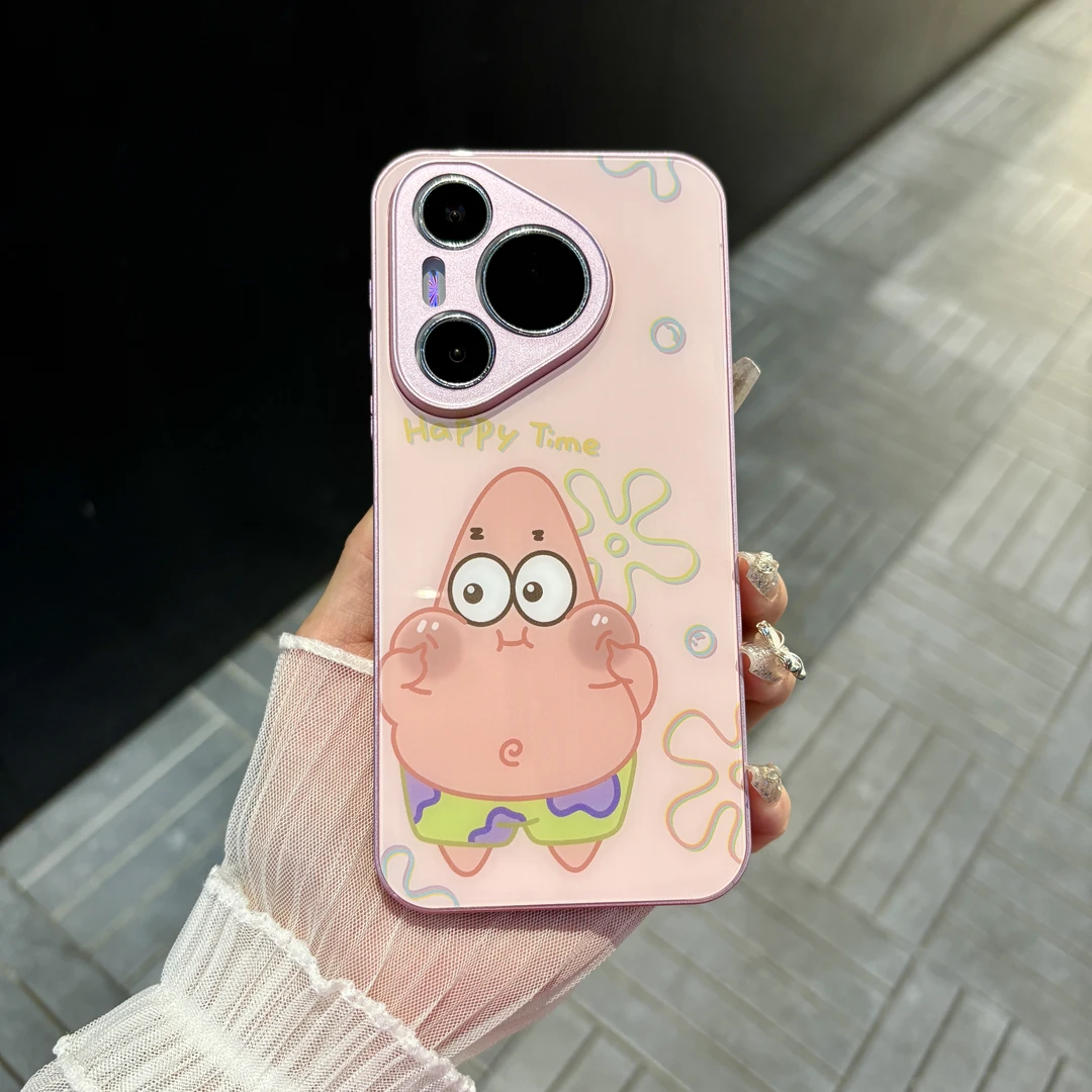 苹果/华为/oppo/vivo/小米 派大星适用pura70肤感玻璃防摔手机壳