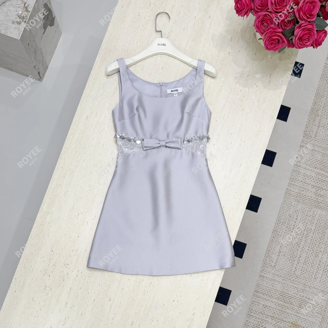 【迷醉花园】法式甜美气质范浪漫腰间蕾丝镂空设计连衣裙RY1220