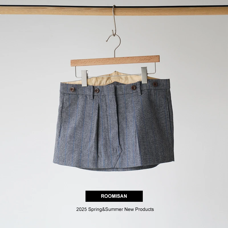 ROOMISAN【25SS/拉达女王精纺羊毛暗条纹短裙】24884