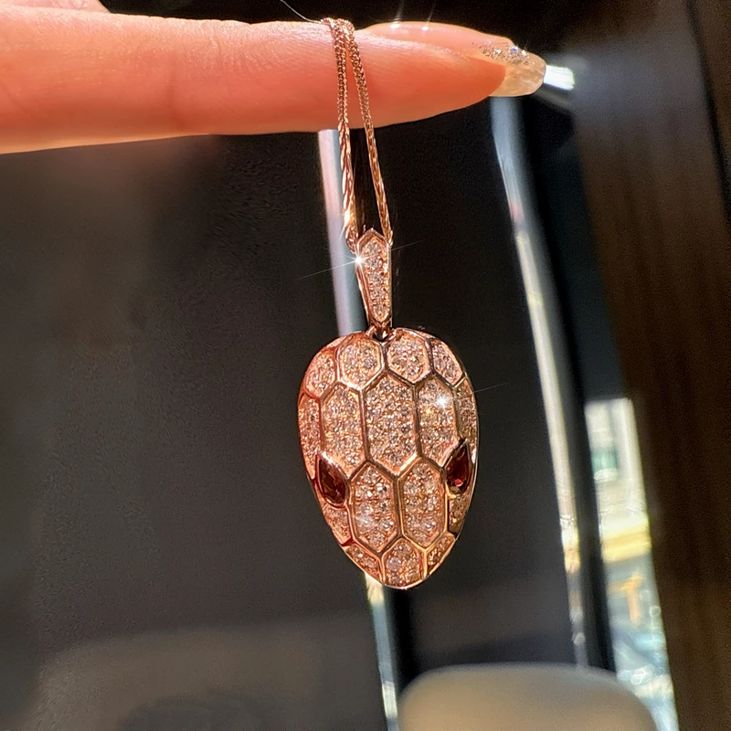 QANNA【红色蛇头】18K金天然钻石豪镶灵蛇设计款钻石吊坠（不含链）AP