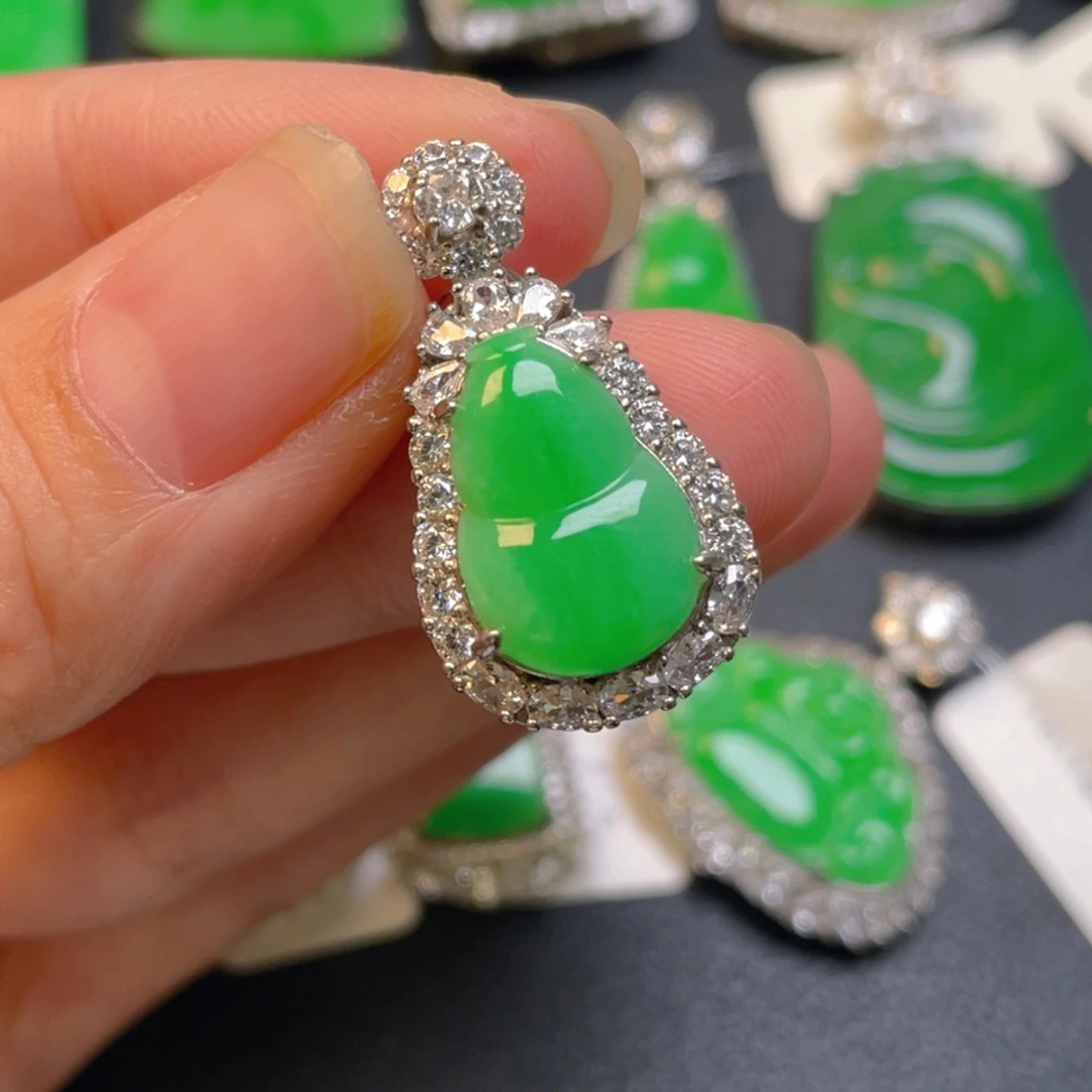 翡翠银S925镶嵌吊坠(不含链)