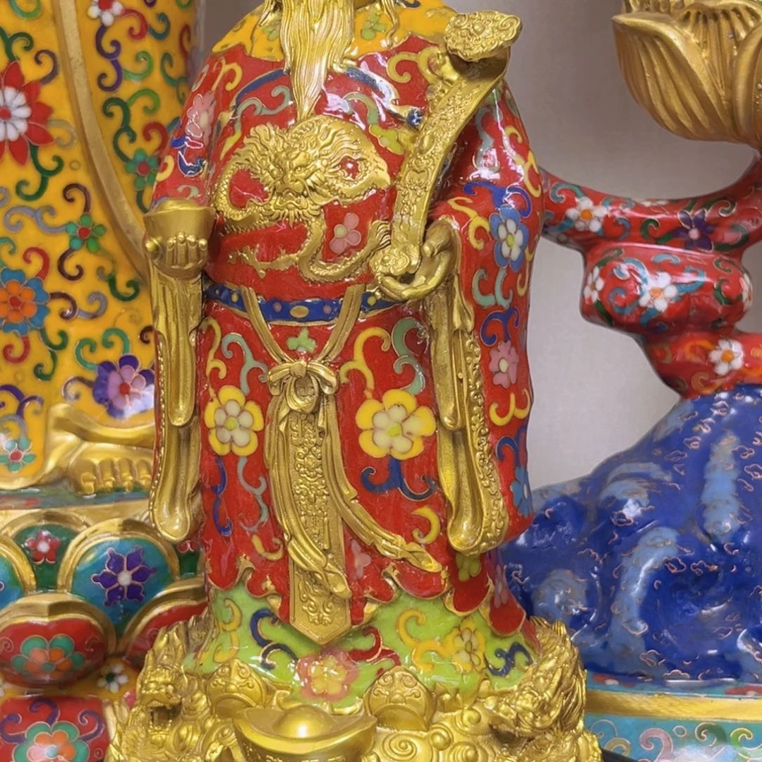 收***余铜铜掐丝珐琅彩神一尊