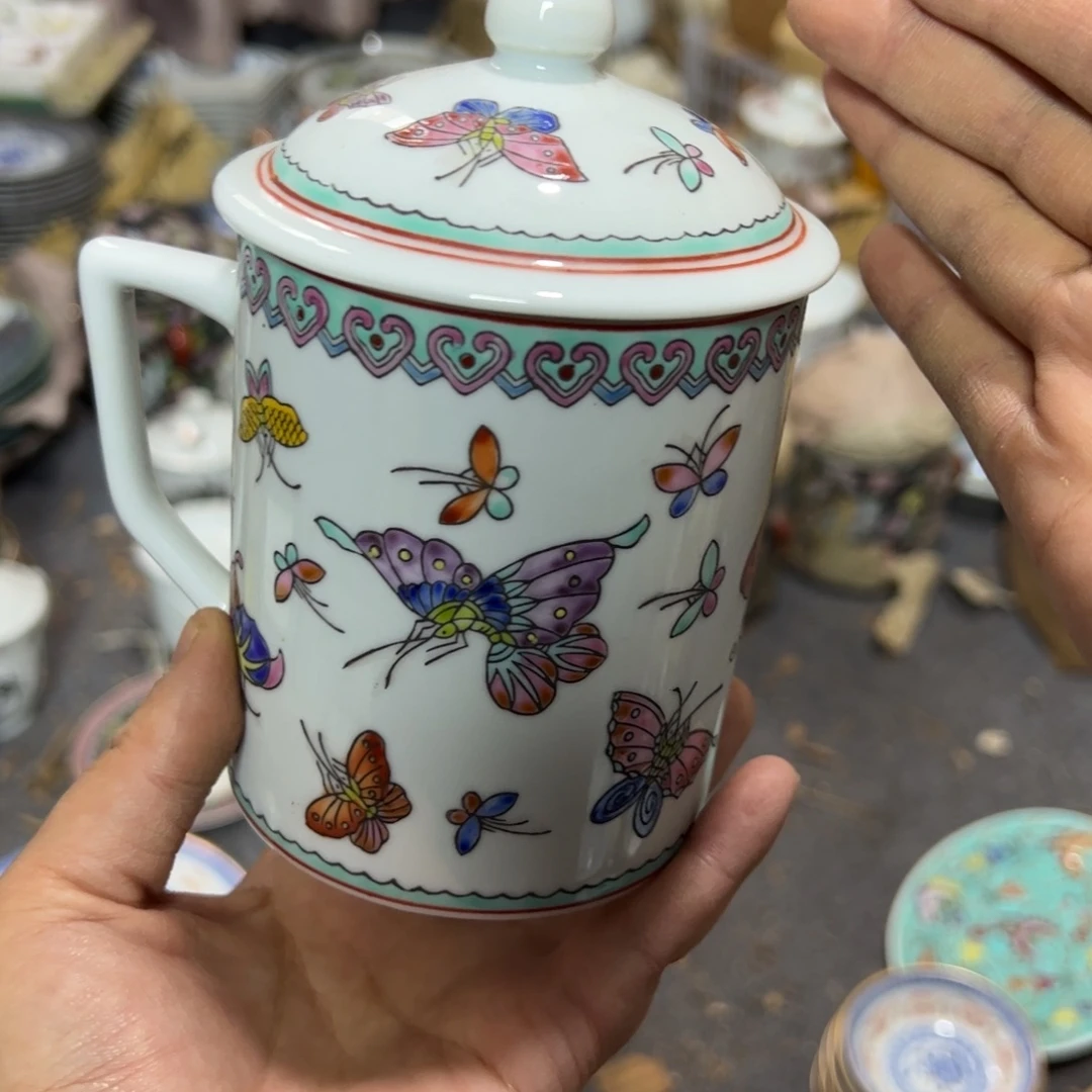 其他陶手绘蝴蝶办公杯
