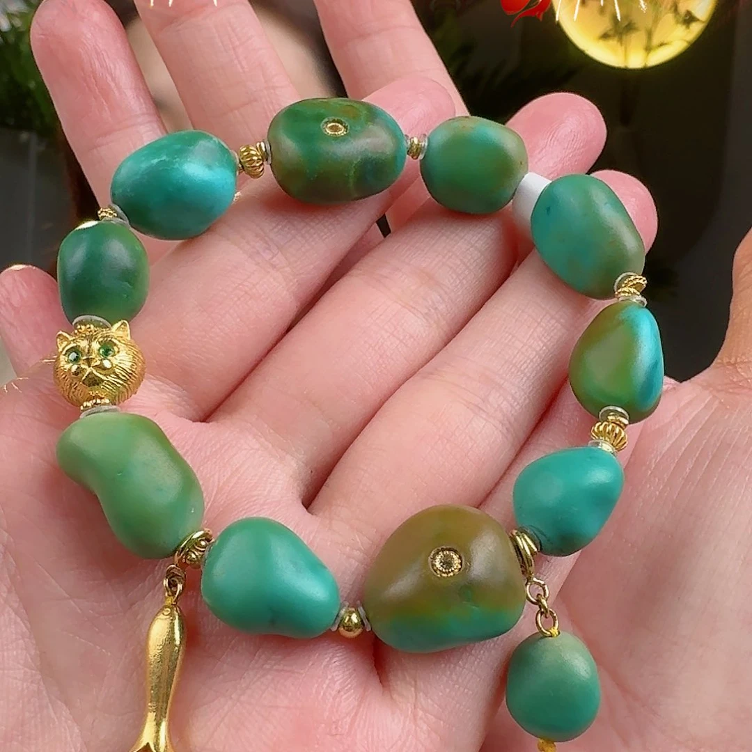 绿松石珠宝奇石18K金镶嵌