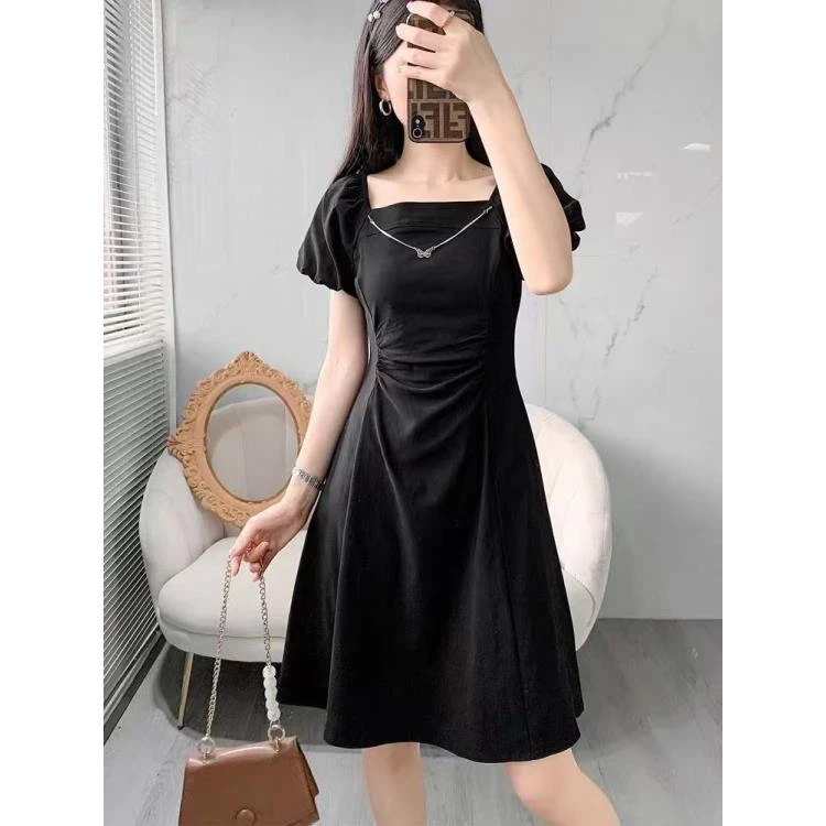 时尚气质灯笼袖连衣裙881【裙长82】