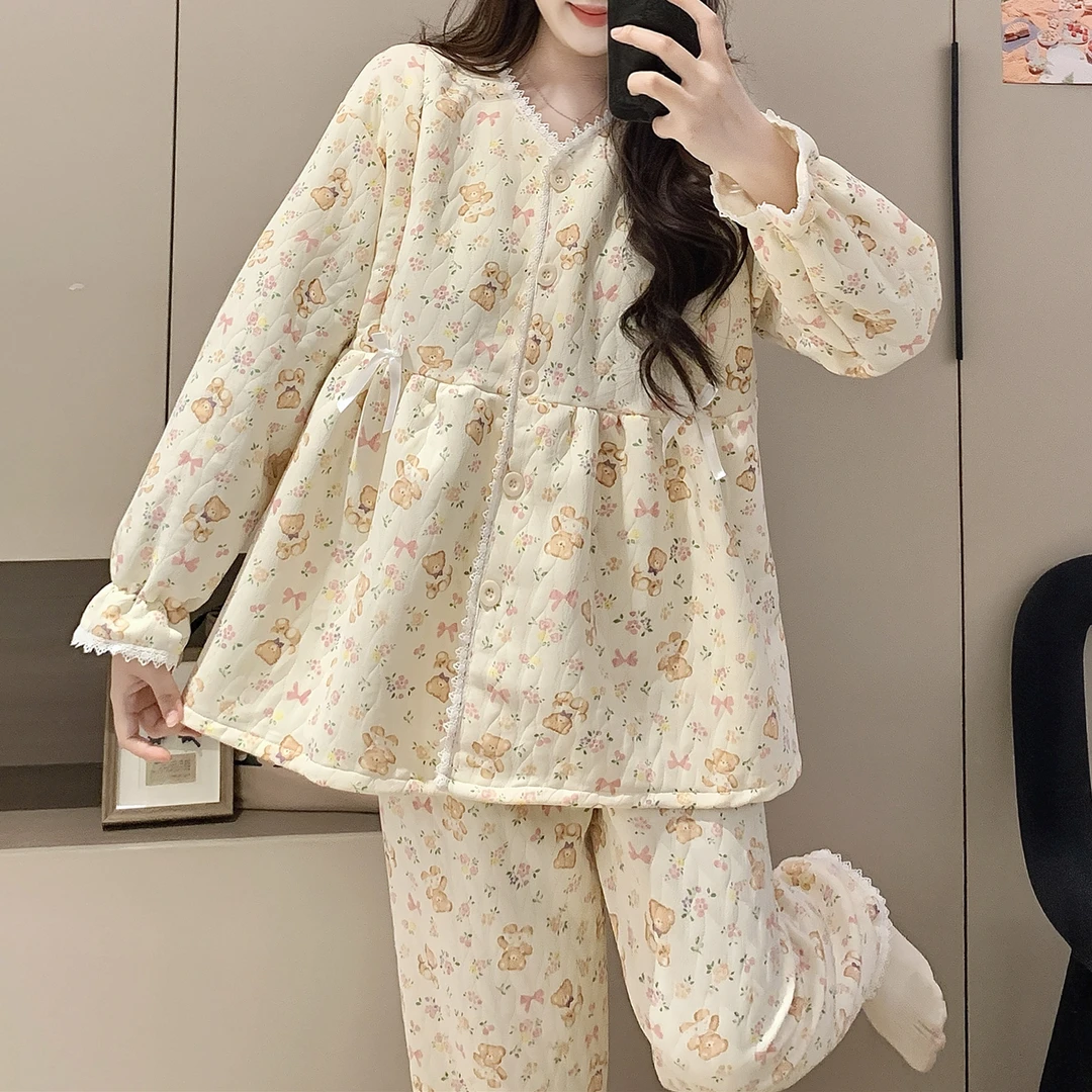 空气棉月子服秋冬季产后哺乳孕妇睡衣春秋冬产妇可外穿大码家居服