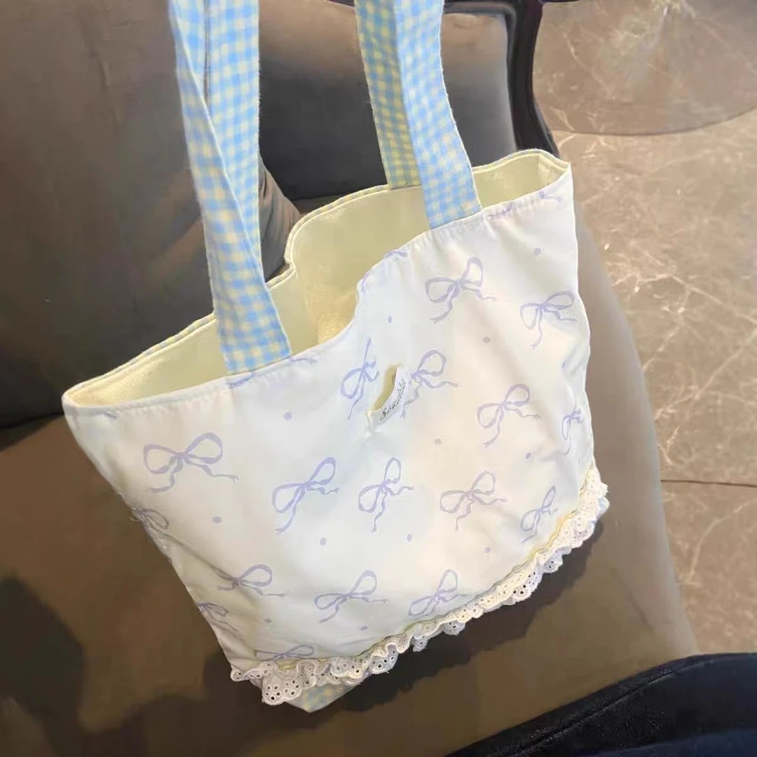 温柔风小清新帆布包包女夏季时尚通勤单肩包可爱蕾丝斜挎包FMW