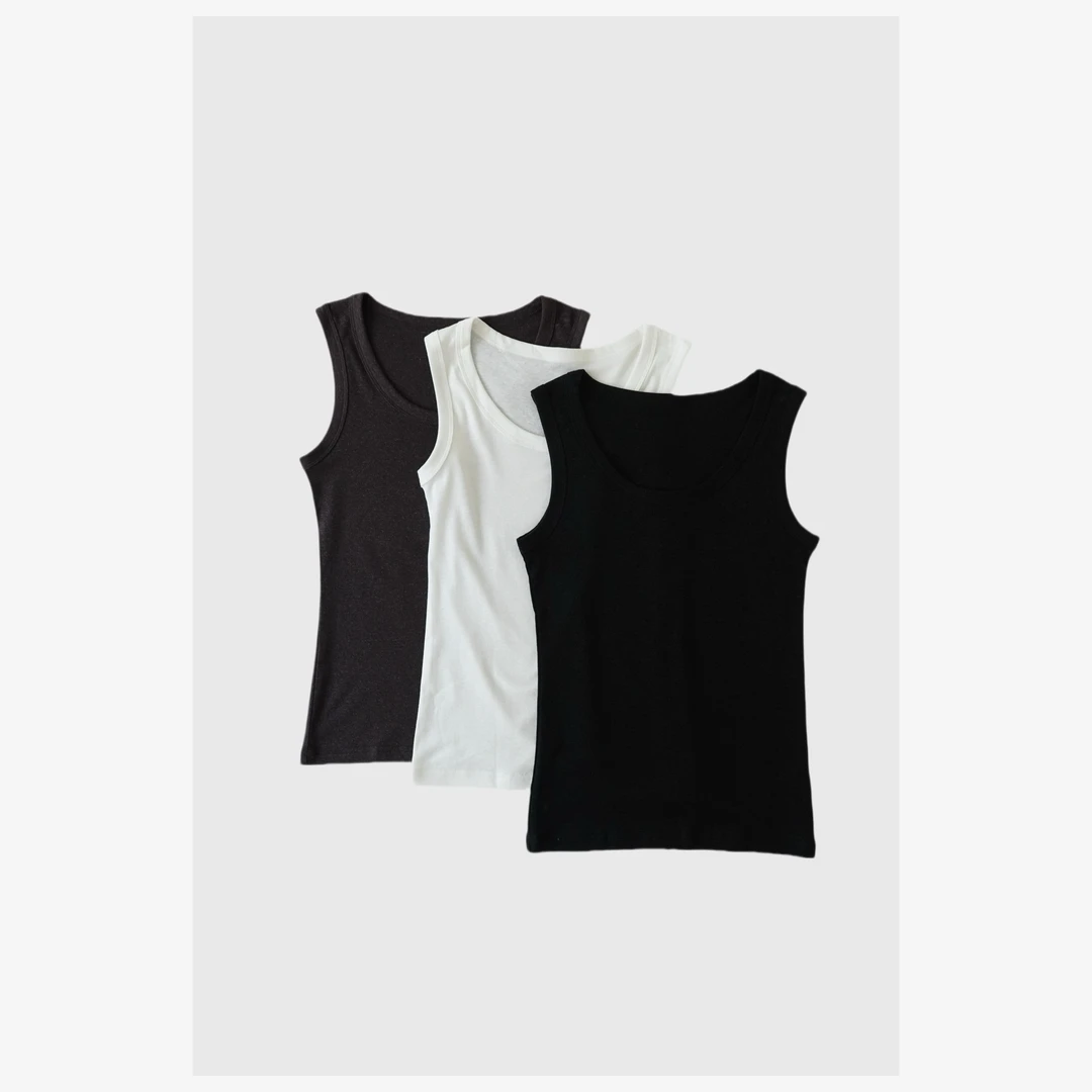 高品三色无袖背心打底衫T恤