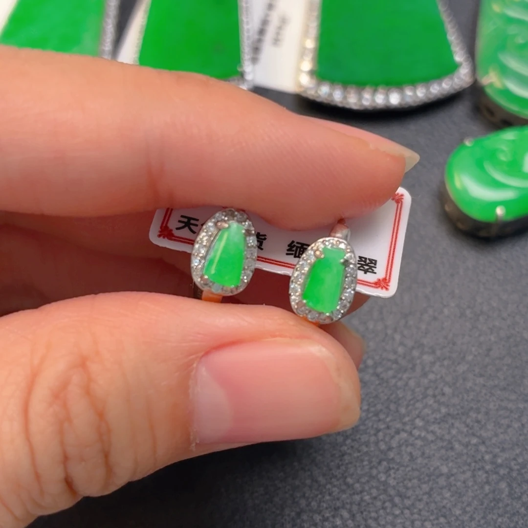 翡翠银S925镶嵌吊坠(不含链)耳包