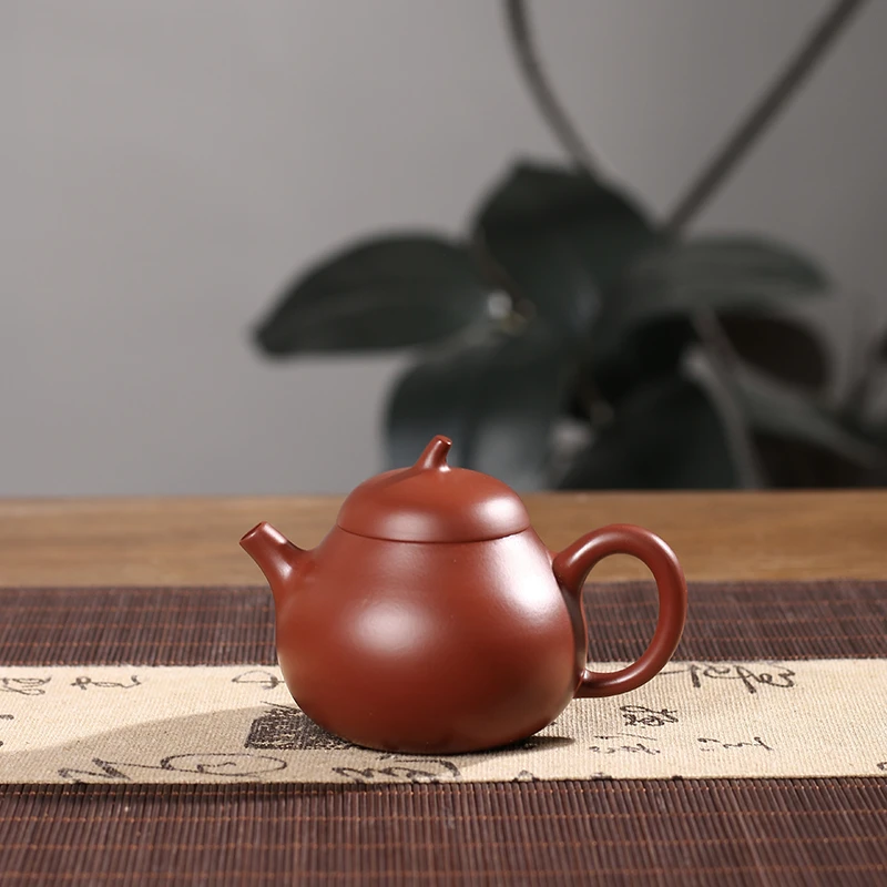 全手工大红袍茄瓜壶潮州手拉壶三杯冲茶罐茶壶工夫家用泡茶壶朱泥