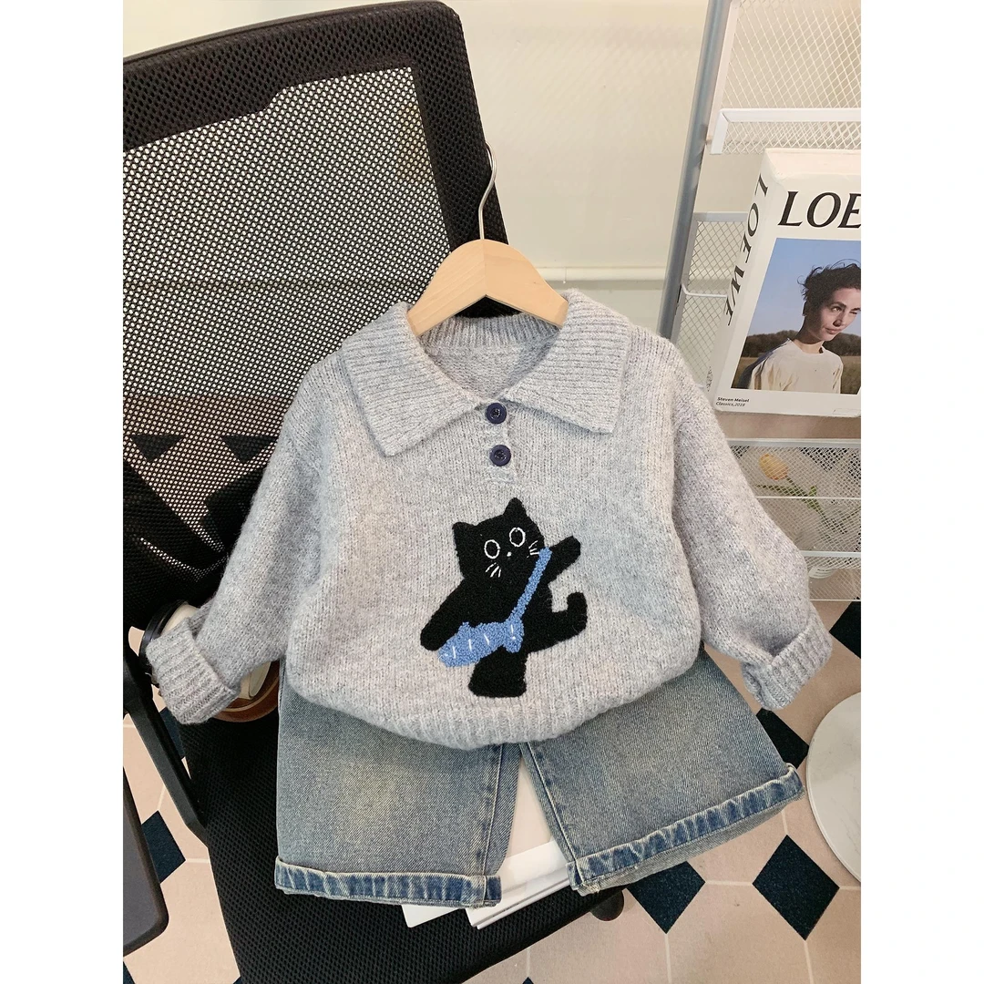 FAVMARTHA女童毛衣秋冬装2025新款宝宝洋气长袖针织上衣小童冬季